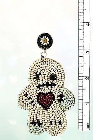 SEED BEAD MUMMY DANGLE EARRINGS