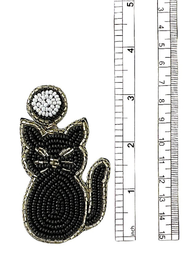 BLACK CAT BEAD EARRING