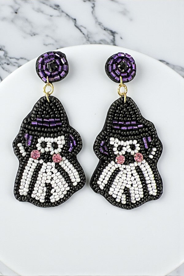 HALLOWEEN GHOST BEAD EARRING