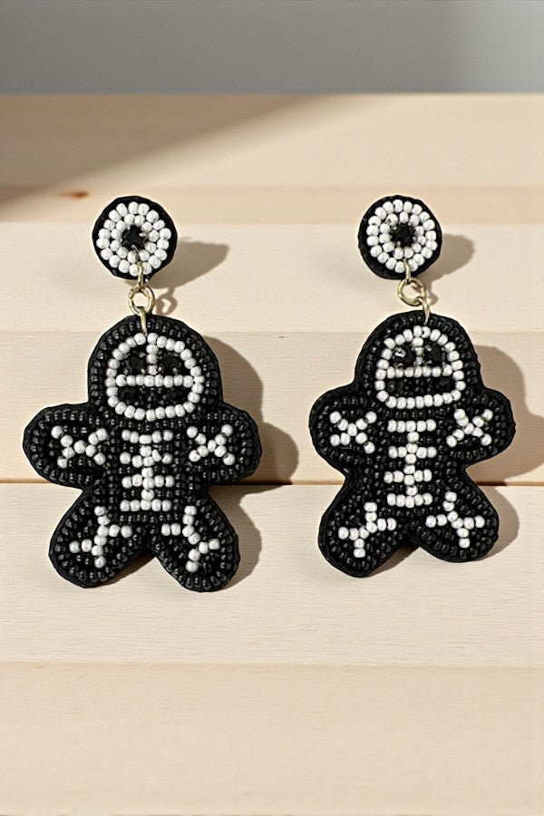 SKELETON BEAD DROP EARRING