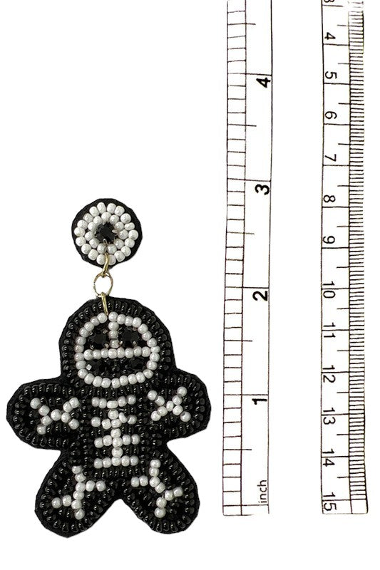 SKELETON BEAD DROP EARRING