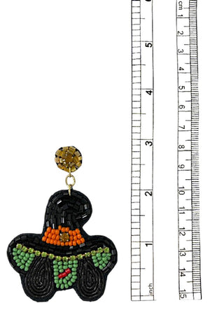 HALLOWEEN WITCH DANGLE BEAD EARRING