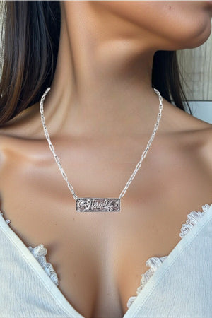 WESTERN PATTERN HOWDY ETCHED BAR PENDANT NECKLACE