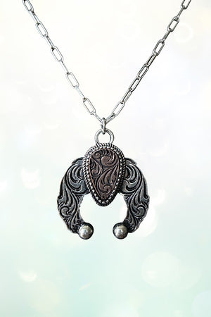 WESTERN SQUASH BLOSSOM CONCHO PENDANT NECKLACE