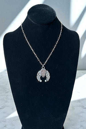 WESTERN SQUASH BLOSSOM CONCHO PENDANT NECKLACE