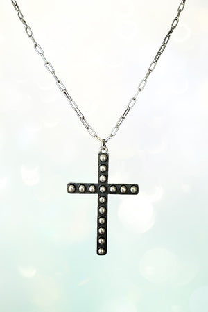 WESTERN BUBBLE CROSS PENDANT CHAIN NECKLACE