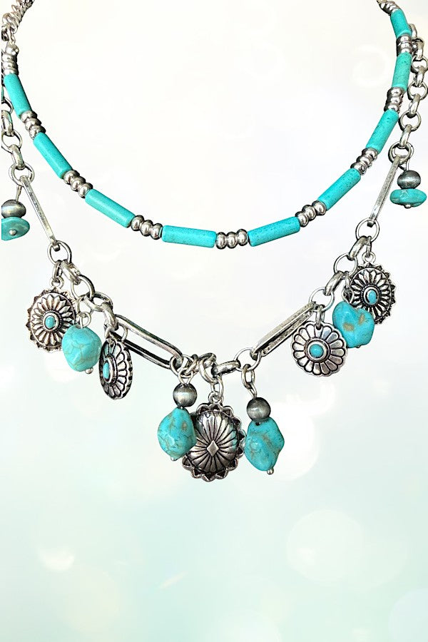 TQ GEM ACCENT WESTERN THEME LAYERED NECKLACE