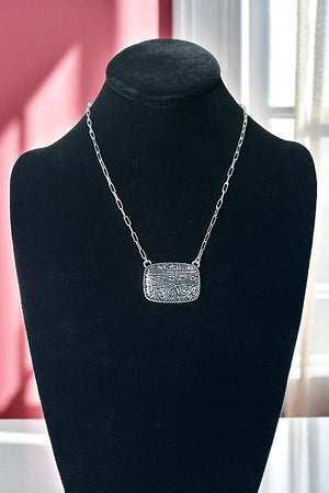 WESTERN BOOT STITCH PLATE PENDANT NECKLACE