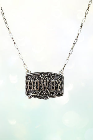 WESTERN HOWDY PLATE PENDANT CHAIN NECKLACE