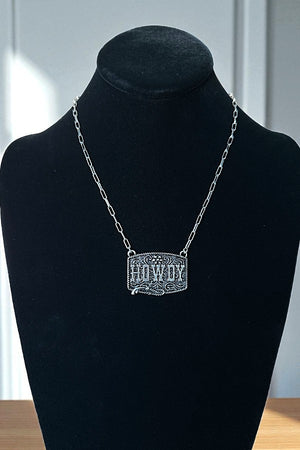 WESTERN HOWDY PLATE PENDANT CHAIN NECKLACE