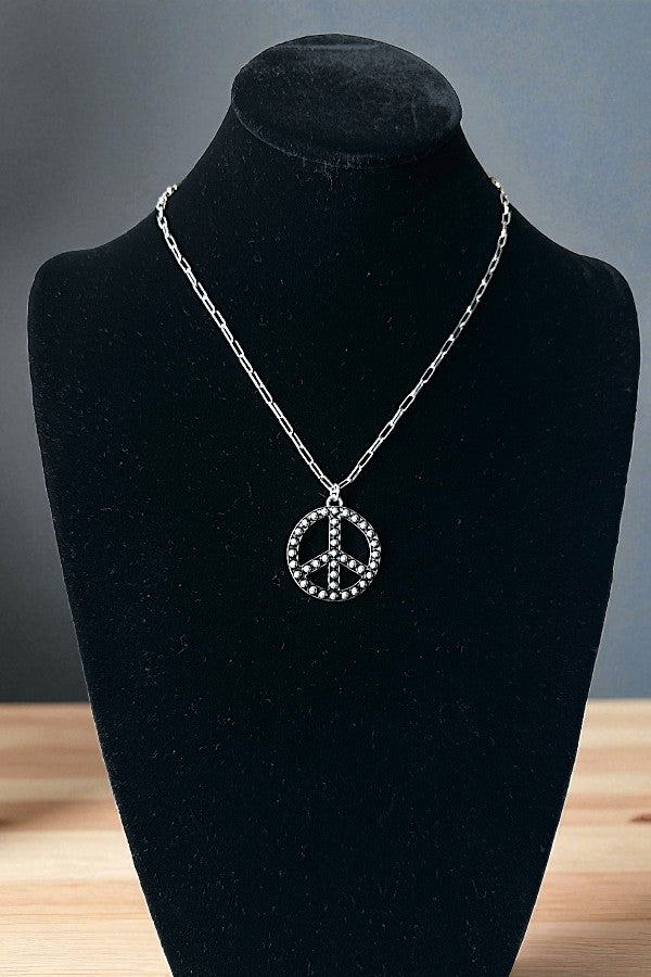 WESTERN BUBBLE PEACE SIGN PENDANT NECKLACE