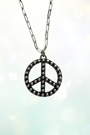 WESTERN BUBBLE PEACE SIGN PENDANT NECKLACE