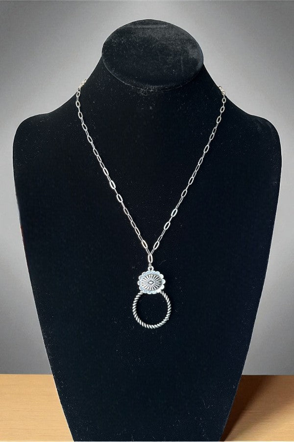 WESTERN CONCHO RING PENDANT NECKLACE