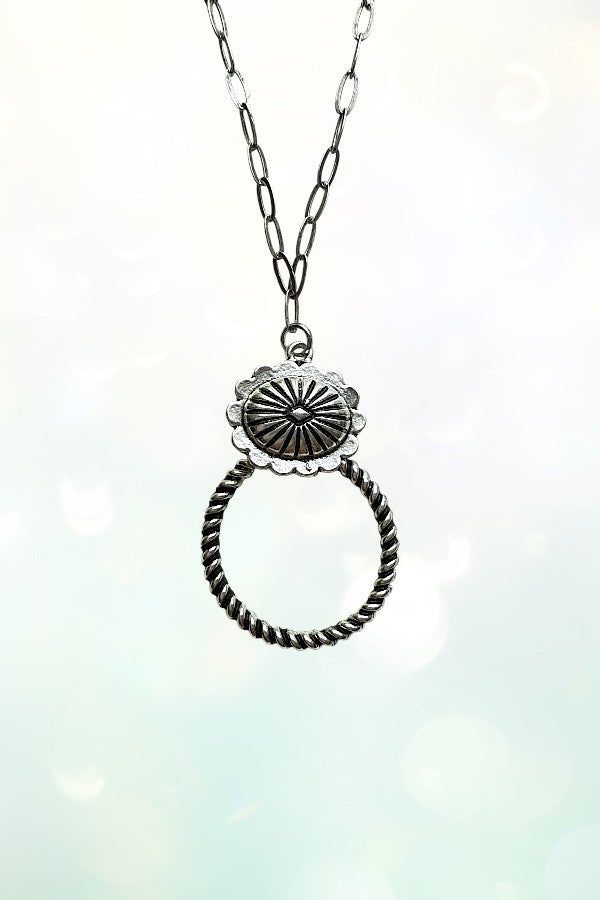 WESTERN CONCHO RING PENDANT NECKLACE