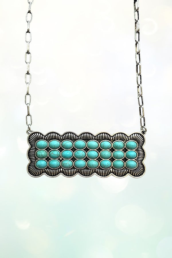 WESTERN TQ BUBBLES METAL PLATE NECKLACE