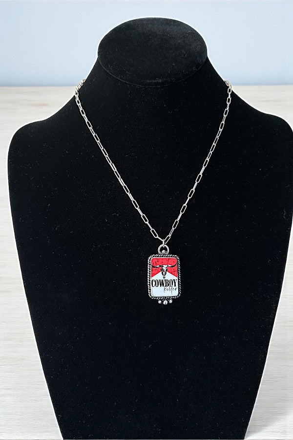 WESTERN RECTANGLE COWBOY PENDANT NECKLACE