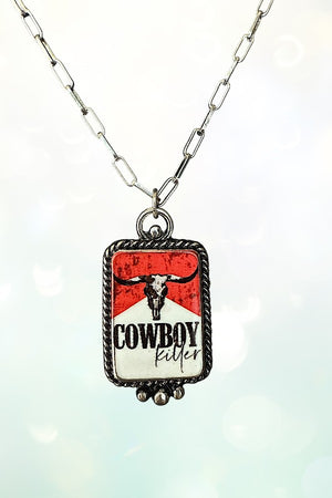 WESTERN RECTANGLE COWBOY PENDANT NECKLACE