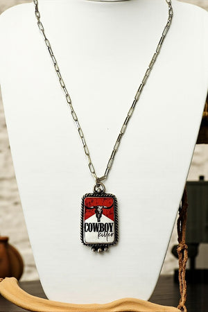 WESTERN RECTANGLE COWBOY PENDANT NECKLACE