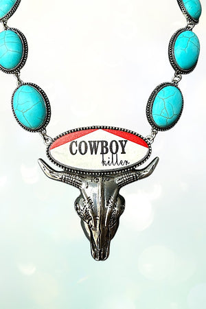 WESTERN STREERHEAD TQ GEM LINK NECKLACE