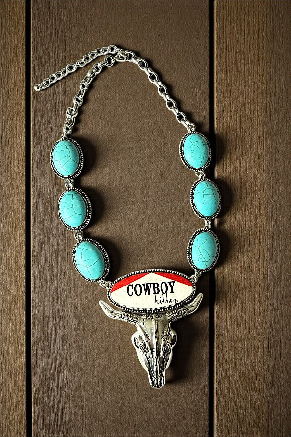 WESTERN STREERHEAD TQ GEM LINK NECKLACE