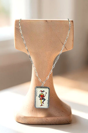 WESTERN VINTAGE JOKER CARD PENDANT CHAIN NECKLACE