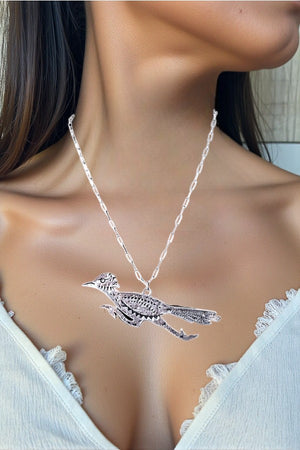 WESTERN ETCHED ROADRUNNER PENDANT NECKLACE
