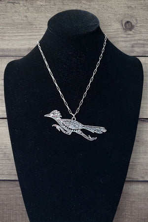WESTERN ETCHED ROADRUNNER PENDANT NECKLACE