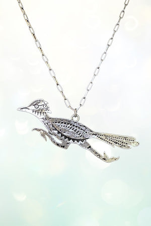 WESTERN ETCHED ROADRUNNER PENDANT NECKLACE