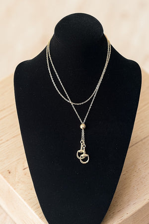 WESTERN SNAFFLE BIT TIPPED BOLO STYLE NECKLACE