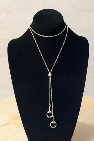 WESTERN SNAFFLE BIT TIPPED BOLO STYLE NECKLACE