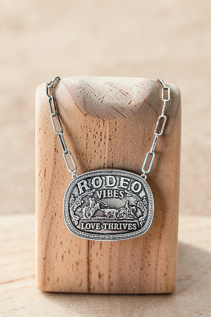 RODEO VIBES LOVE THRIVES BELT BUCKLE WESTERN CHAIN NECKLACE