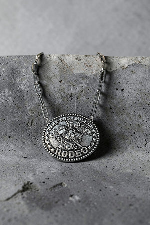 TIME TO SADDLE UP RODEO WESTERN BELT BUCKLE CHAIN NECKLACE