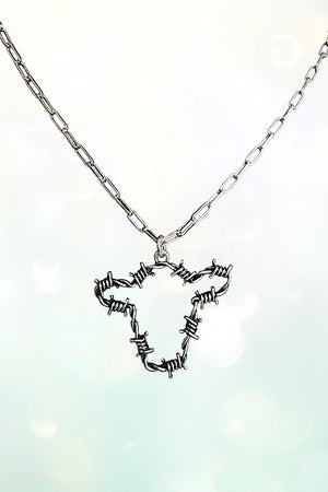 WESTERN BARBED WIRE COW HEAD PENDANT CHAIN NECKLACE