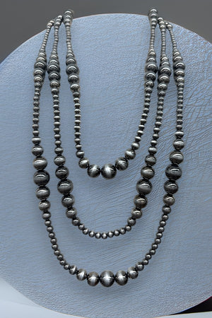 WESTERN GRADUATED NAVAJO PEARL BEAD 3 LAYER STATEMENT NECKLACE