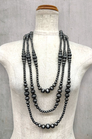 WESTERN GRADUATED NAVAJO PEARL BEAD 3 LAYER STATEMENT NECKLACE