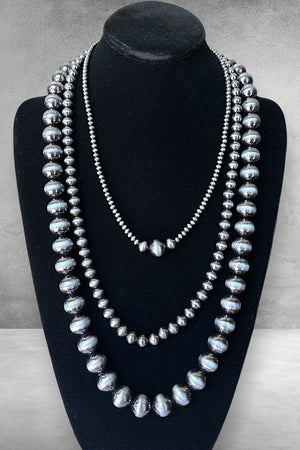 WESTERN NAVAJO PEARL 3 STRAND LAYERED STATEMENT NECKLACE