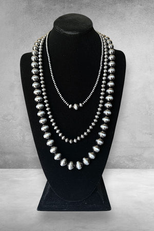WESTERN NAVAJO PEARL 3 STRAND LAYERED STATEMENT NECKLACE