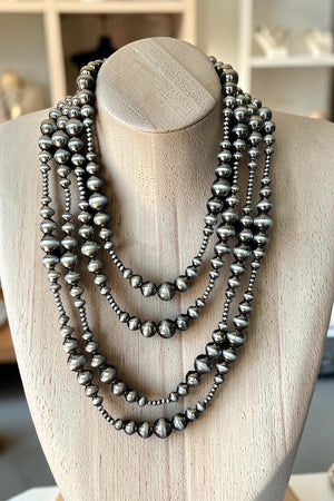 WESTERN GRADUATED NAVAJO PEARL LAYERED STATEMENT NECKLACE