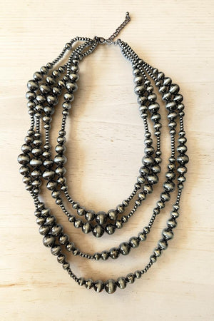 WESTERN GRADUATED NAVAJO PEARL LAYERED STATEMENT NECKLACE