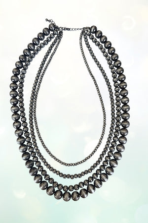 WESTERN NAVAJO PEARL 4 LAYER STATEMENT NECKLACE