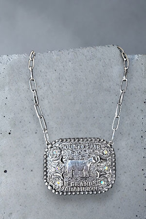 WESTERN COUNTY FAIR GRAND CHAMPION  PLATE BULKY CHAIN STATEMENT NECKLACE