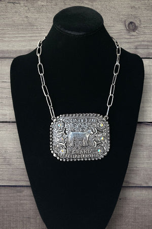 WESTERN COUNTY FAIR GRAND CHAMPION  PLATE BULKY CHAIN STATEMENT NECKLACE