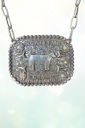 WESTERN COUNTY FAIR GRAND CHAMPION  PLATE BULKY CHAIN STATEMENT NECKLACE