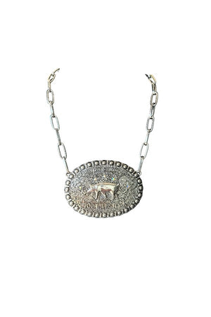 WESTERN TOP LIVESTOCK LARGE PLATE BULKY CHAIN STATEMENT NECKLACE