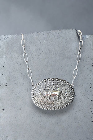 WESTERN TOP LIVESTOCK LARGE PLATE BULKY CHAIN STATEMENT NECKLACE