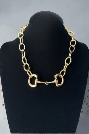 WESTERN SCARF CHARM LAYERED SNAFFLE BIT CHAIN NECKLACE