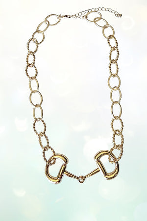 WESTERN SCARF CHARM LAYERED SNAFFLE BIT CHAIN NECKLACE