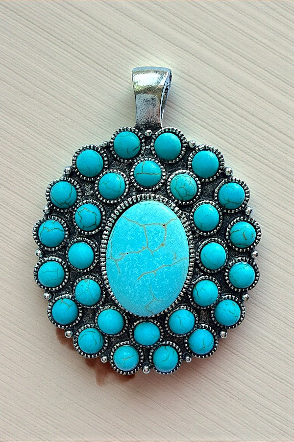 WESTERN TQ GEM CONCHO PENDANT EARRING SET