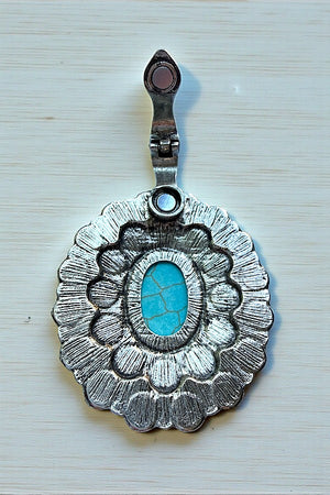 WESTERN TQ GEM CONCHO PENDANT EARRING SET