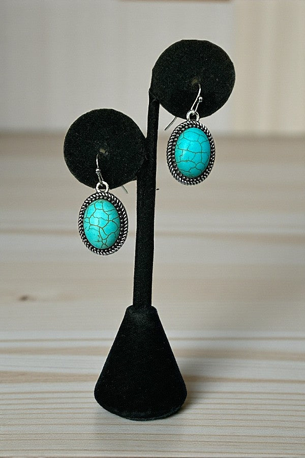 WESTERN TQ GEM CONCHO PENDANT EARRING SET